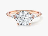 Cluster Accent Round Cut Moissanite Engagement Ring (2.00 CT)