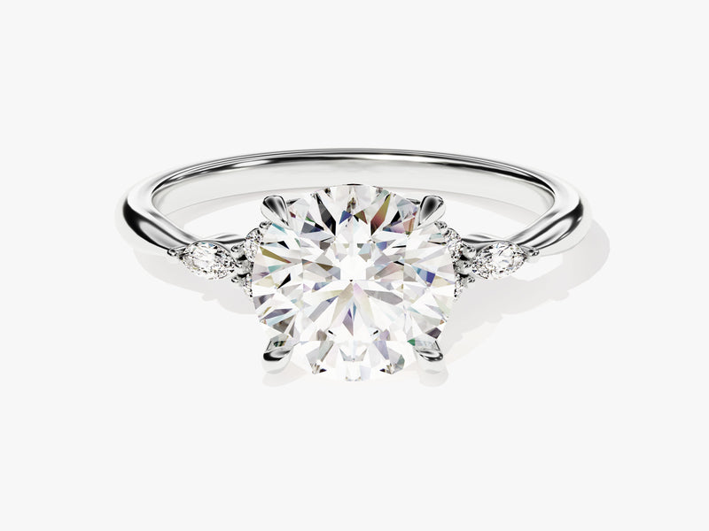 Cluster Accent Round Cut Diamond Engagement Ring (2.00 CT)