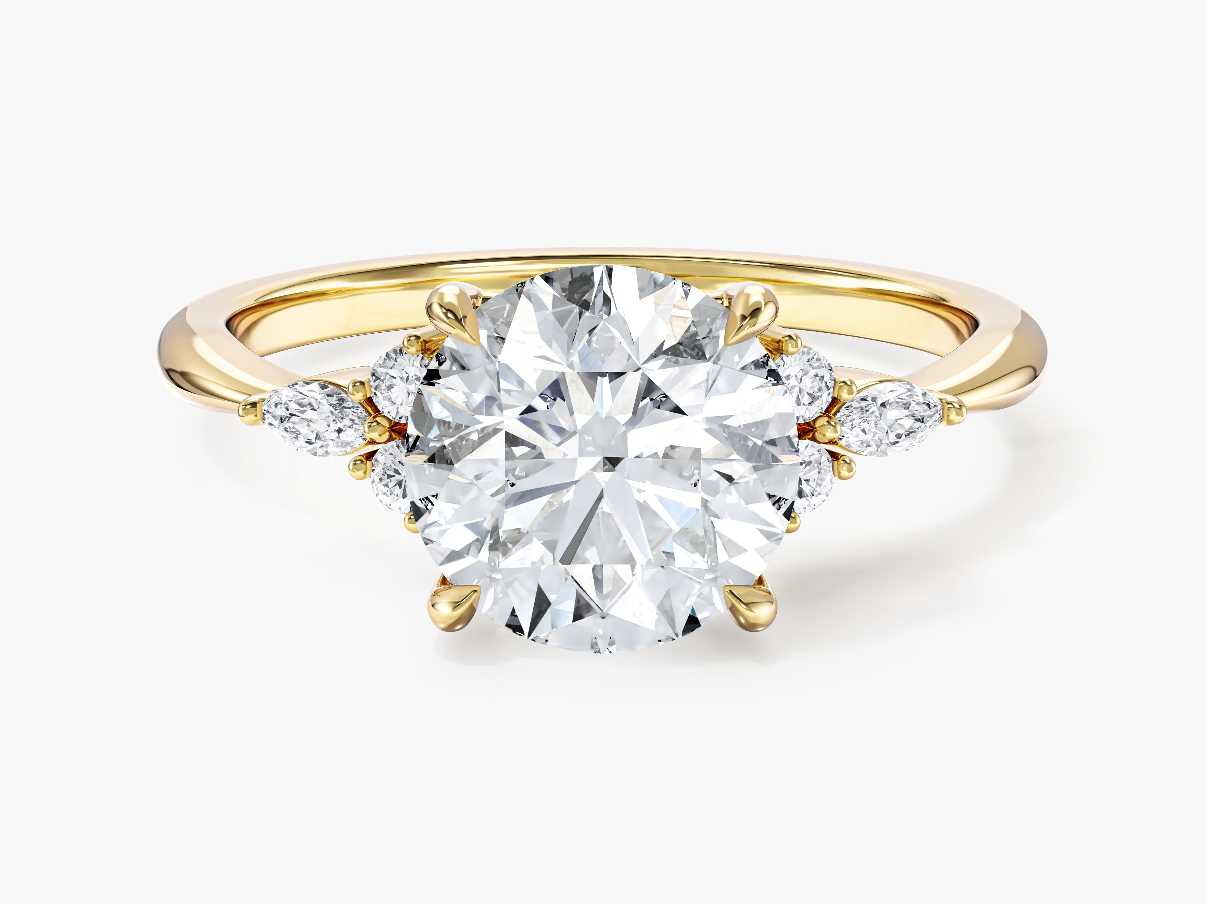 Cluster Accent Round Cut Lab Grown Diamond Engagement Ring (2.00 CT)