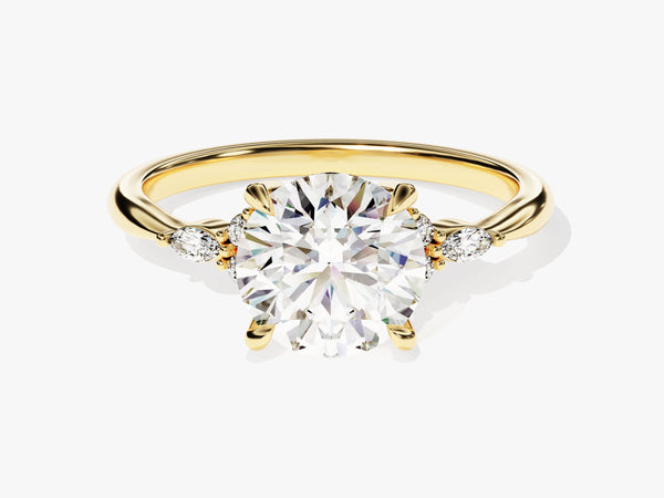 Cluster Accent Round Cut Diamond Engagement Ring (2.00 CT)