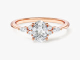 Cluster Accent Oval Cut Lab Grown Diamond Engagement Ring (1.00 CT)