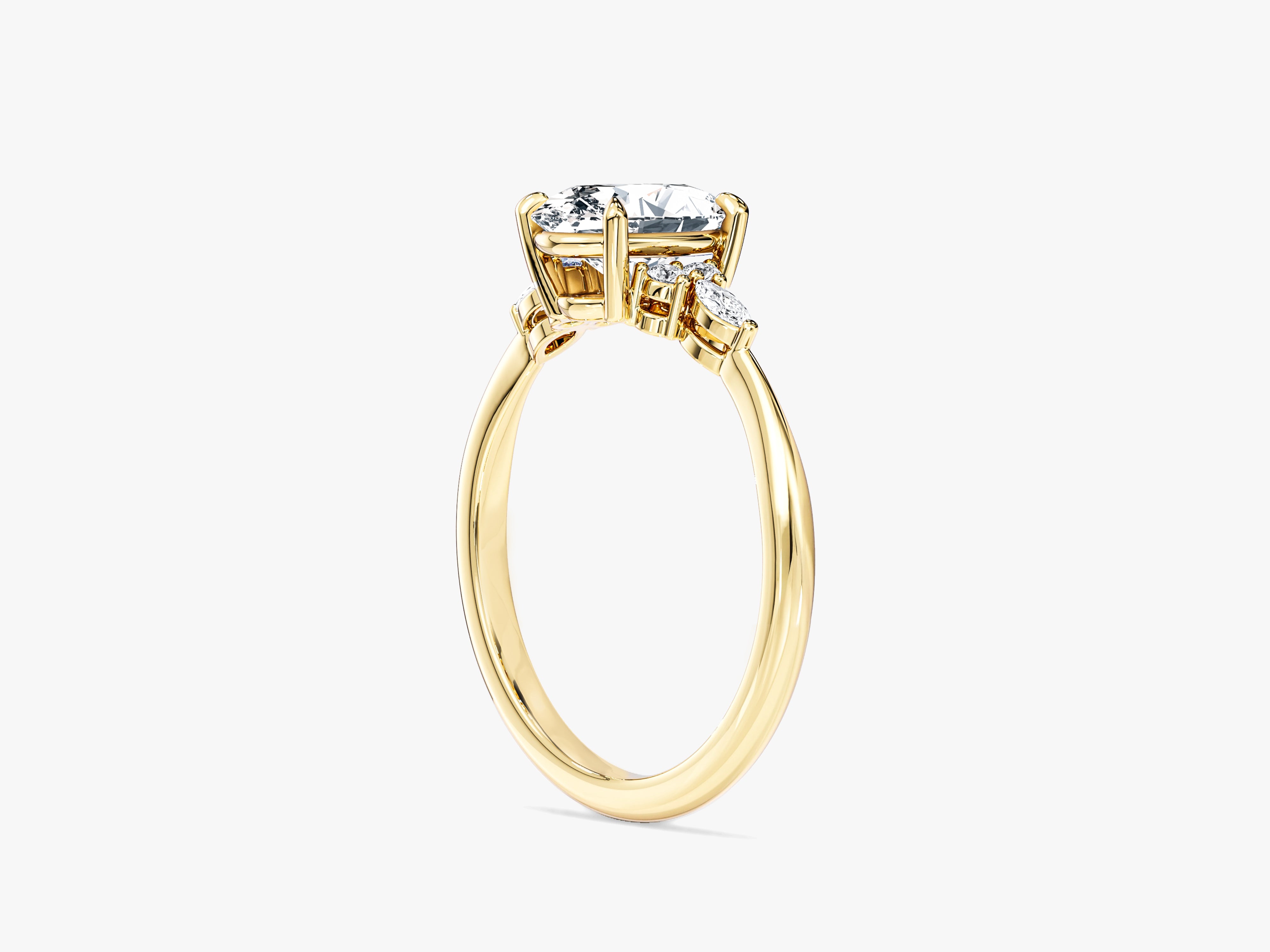 Cluster Accent Oval Cut Moissanite Engagement Ring (1.50 CT)