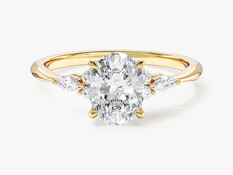 Cluster Accent Oval Cut Moissanite Engagement Ring (1.50 CT)