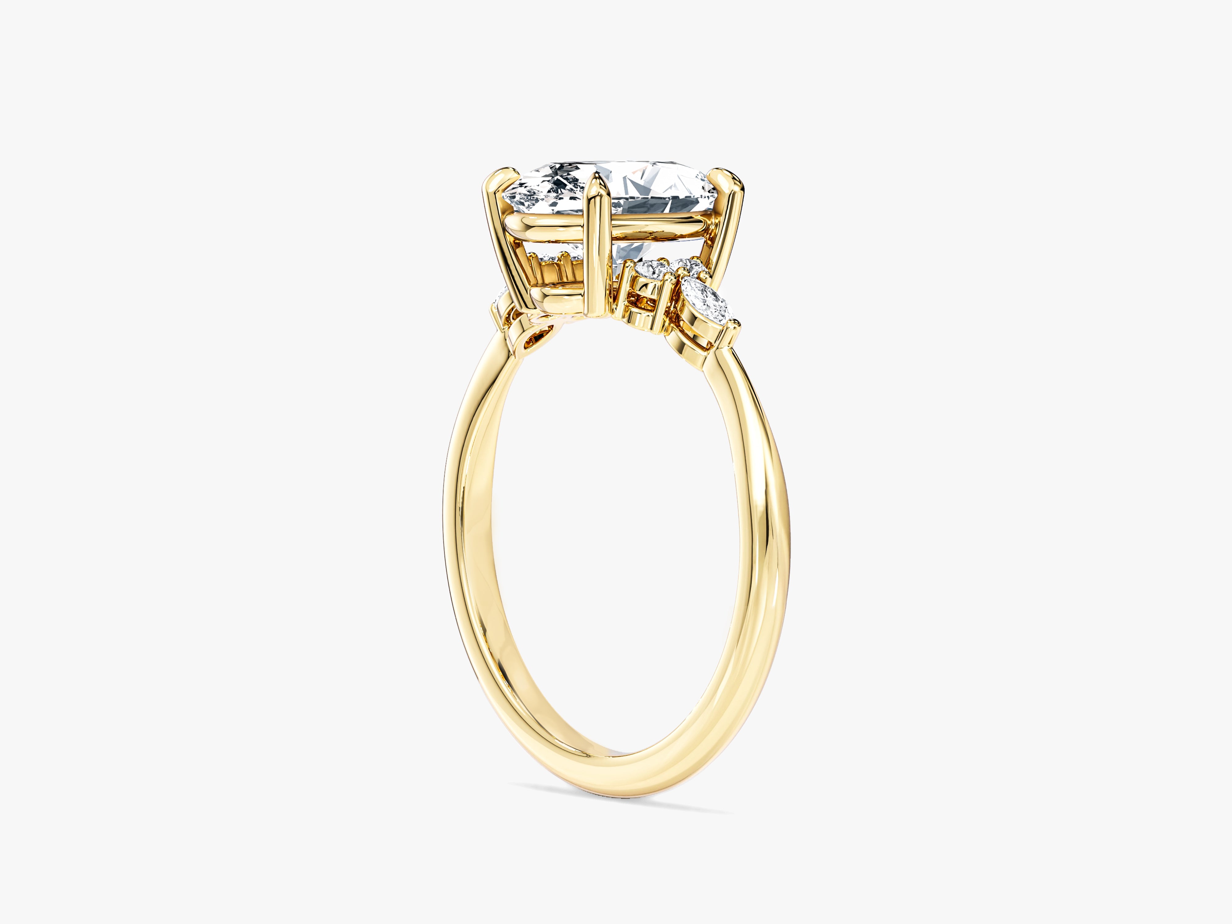 Cluster Accent Oval Cut Moissanite Engagement Ring (2.00 CT)