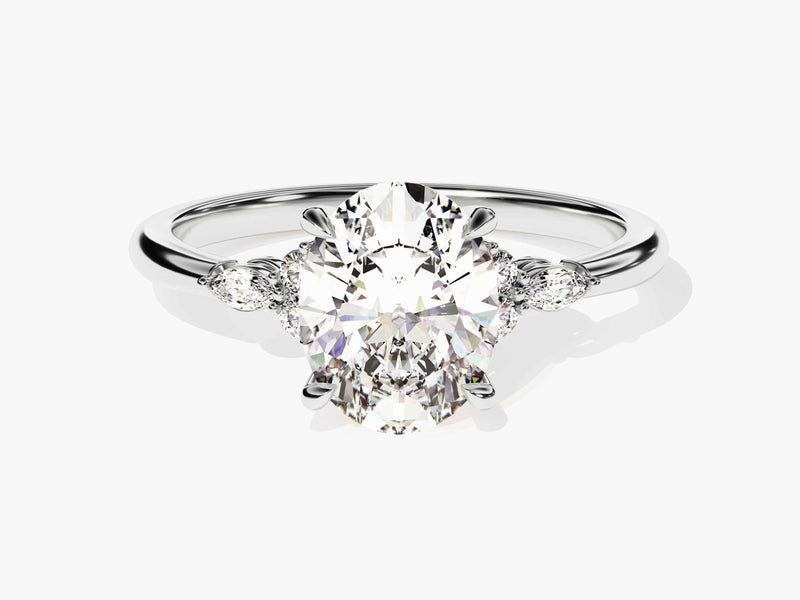 Cluster Accent Oval Cut Diamond Engagement Ring (2.00 CT)