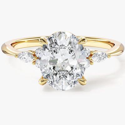 Cluster Accent Oval Cut Moissanite Engagement Ring (2.00 CT)