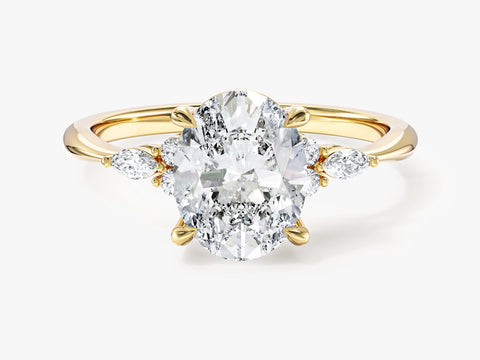 Cluster Accent Oval Cut Moissanite Engagement Ring (2.00 CT)
