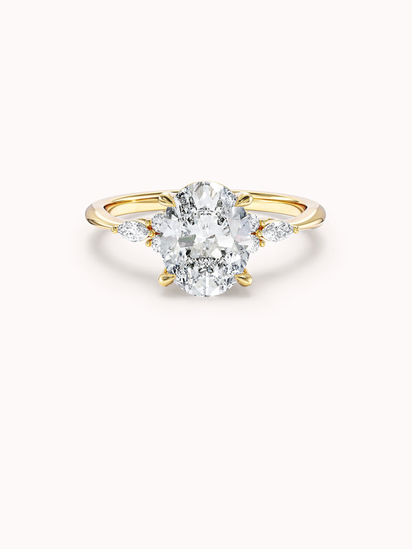 Cluster Accent Oval Cut Moissanite Engagement Ring (2.00 CT)