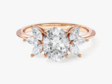 Marquise Cluster Accent Oval Cut Lab Grown Diamond Engagement Ring (1.50 CT)