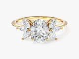Marquise Cluster Accent Oval Cut Lab Grown Diamond Engagement Ring (1.50 CT)