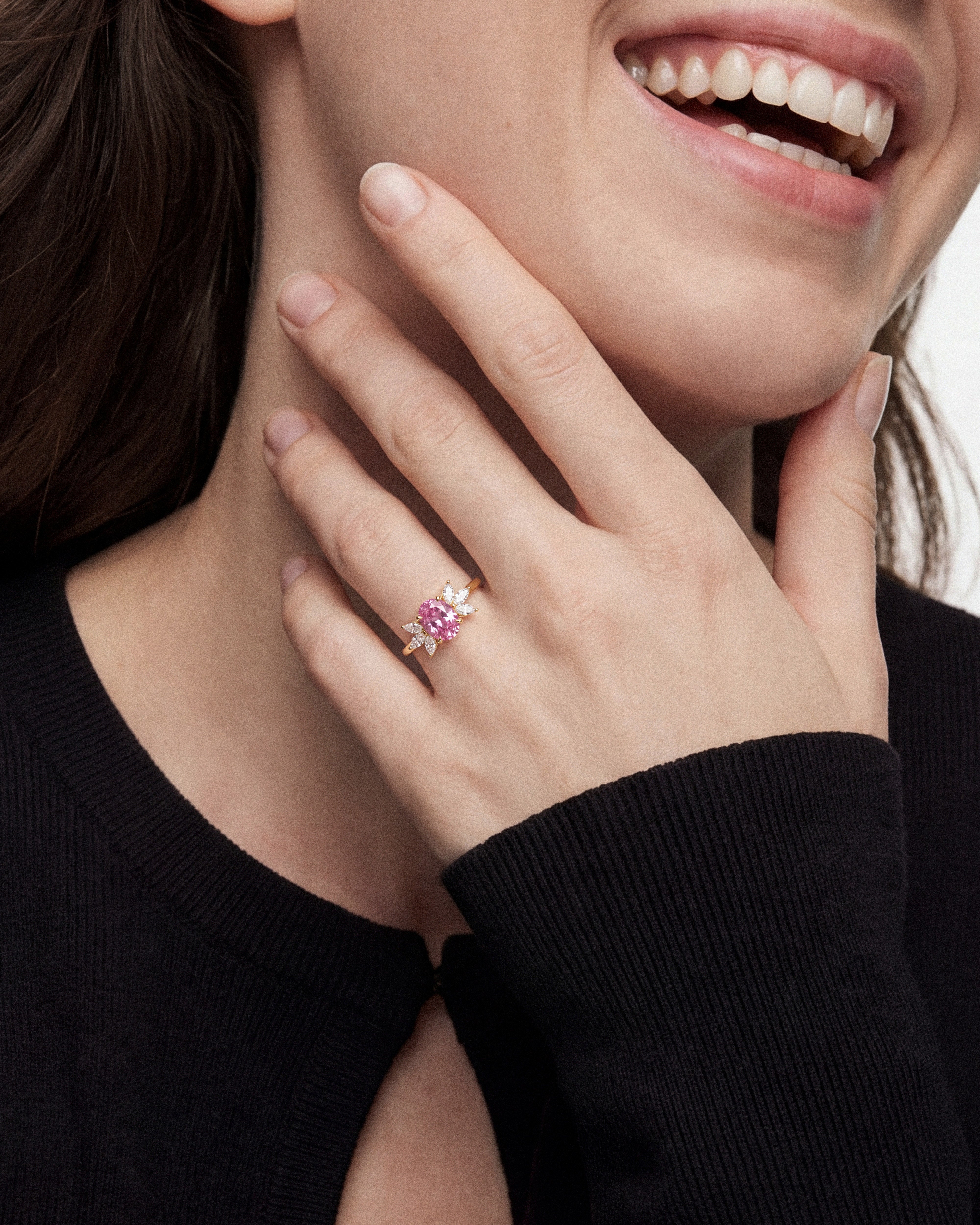 Oval Cluster Accent Birthstone Ring