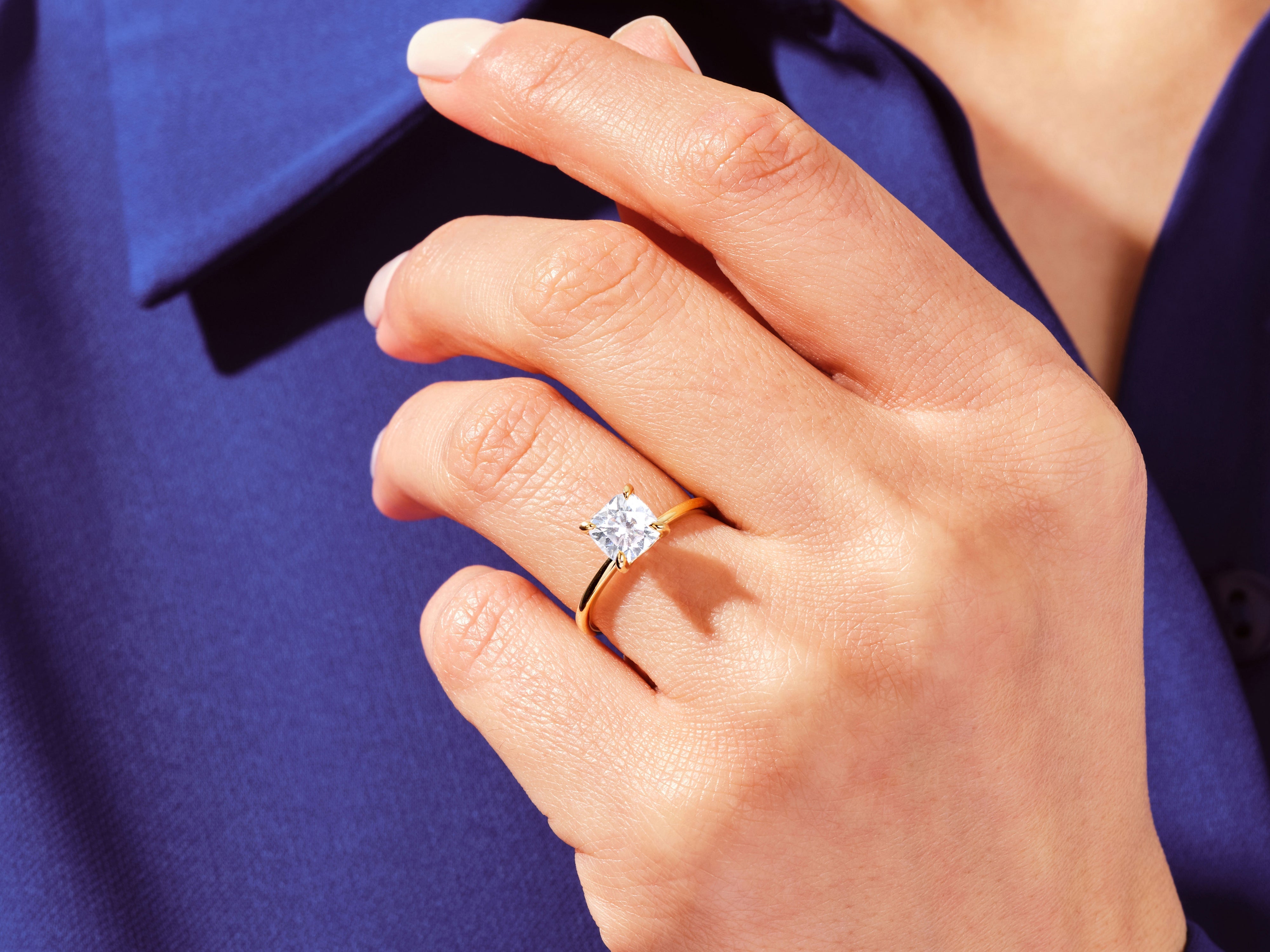 Cushion Cut Solitaire Lab Grown Diamond Engagement Ring (3.00 CT)