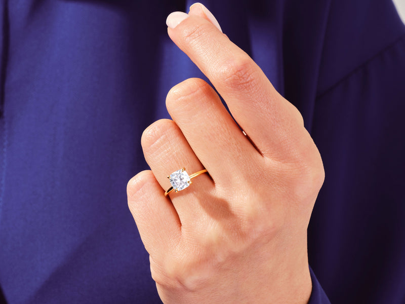 Cushion Cut Solitaire Diamond Engagement Ring (3.00 CT)