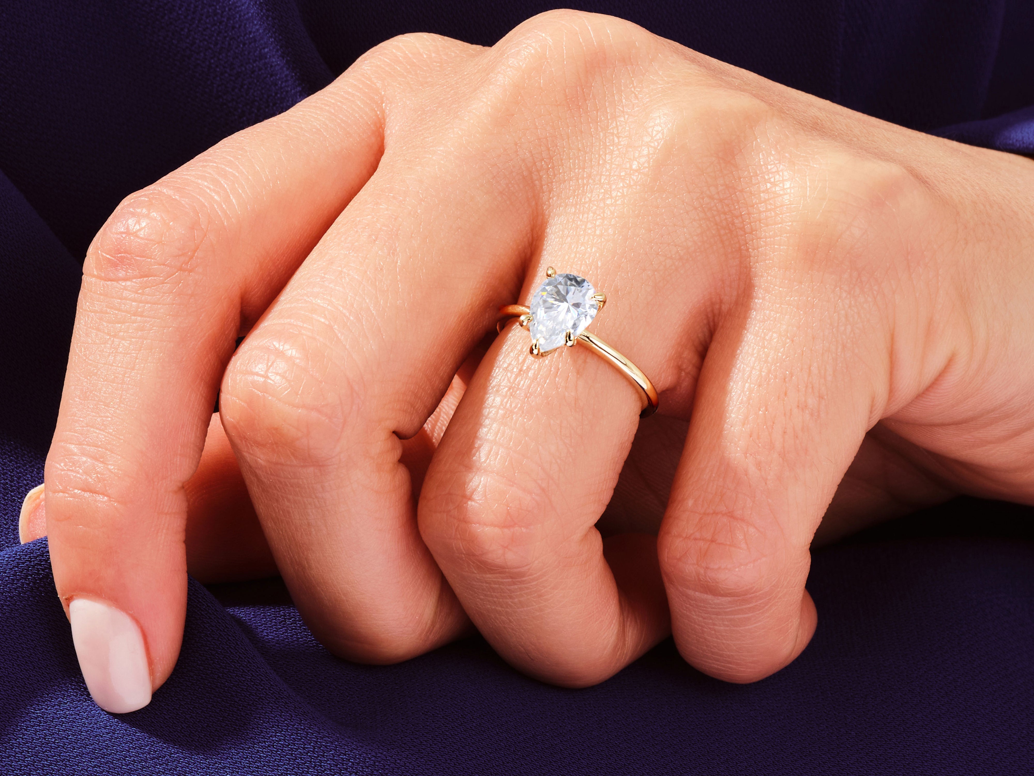 Pear Cut Solitaire Moissanite Engagement Ring (3.00 CT)