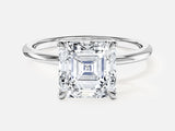 Asscher Cut Solitaire Moissanite Engagement Ring (3.00 CT)