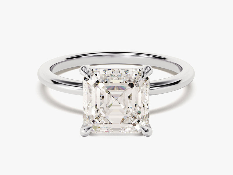 Asscher Cut Solitaire Moissanite Engagement Ring (3.00 CT)