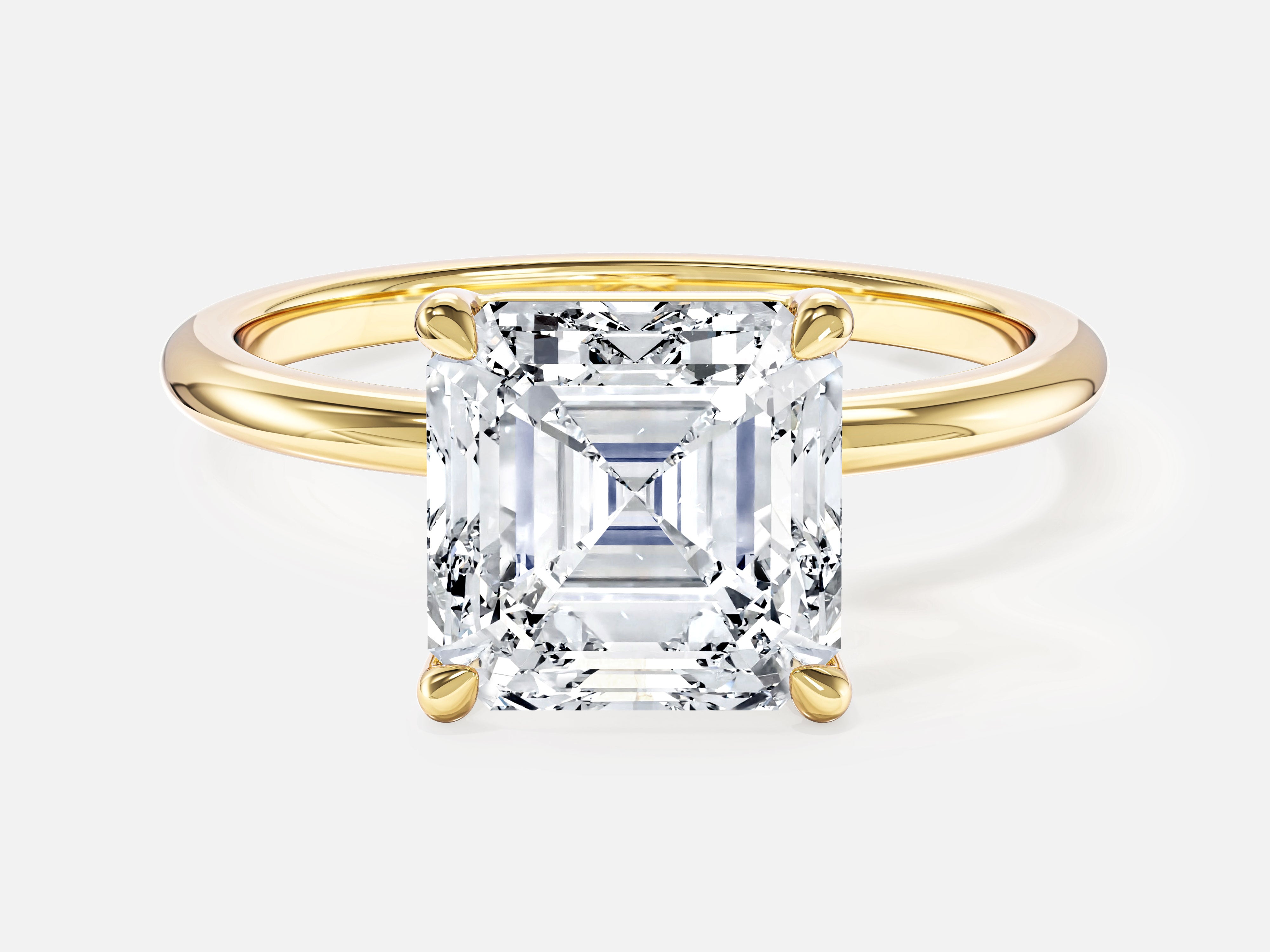 Asscher Cut Solitaire Moissanite Engagement Ring (3.00 CT)