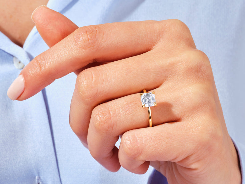 Asscher Cut Solitaire Moissanite Engagement Ring (3.00 CT)