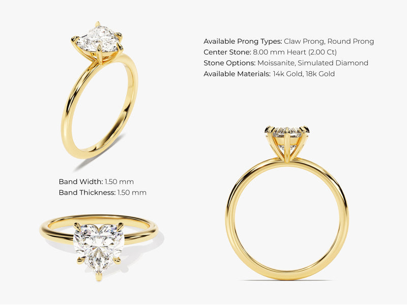 Heart Cut Solitaire Lab Grown Diamond Engagement Ring (2.00 CT)