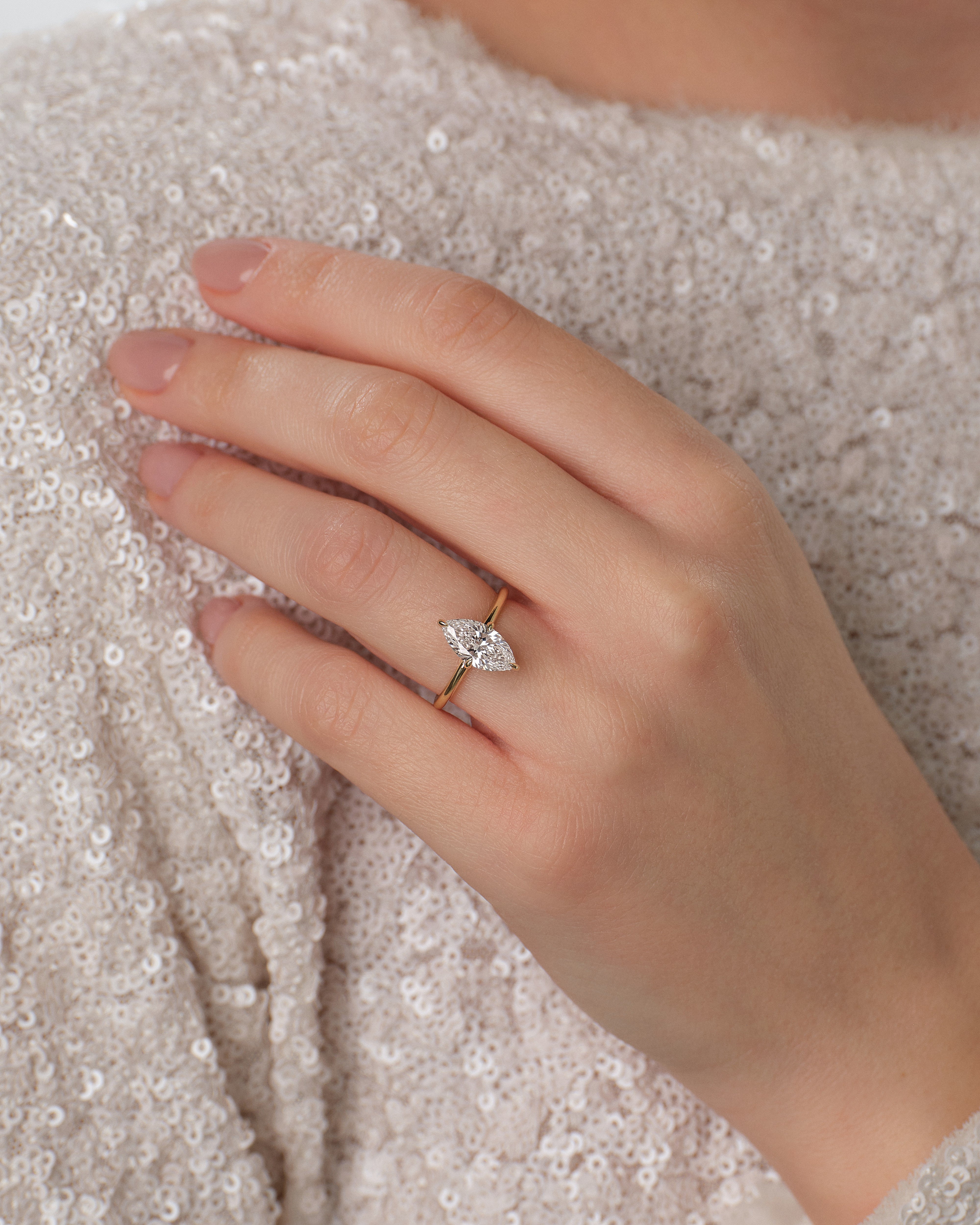 Marquise Cut Solitaire Moissanite Engagement Ring (1.50 CT)