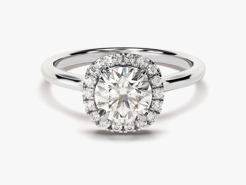 Cushion Shaped Halo Lab Grown Diamond Engagement Ring (1.00 CT)
