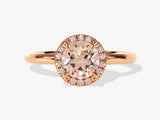 Round Cut Peach Morganite Halo Engagement Ring