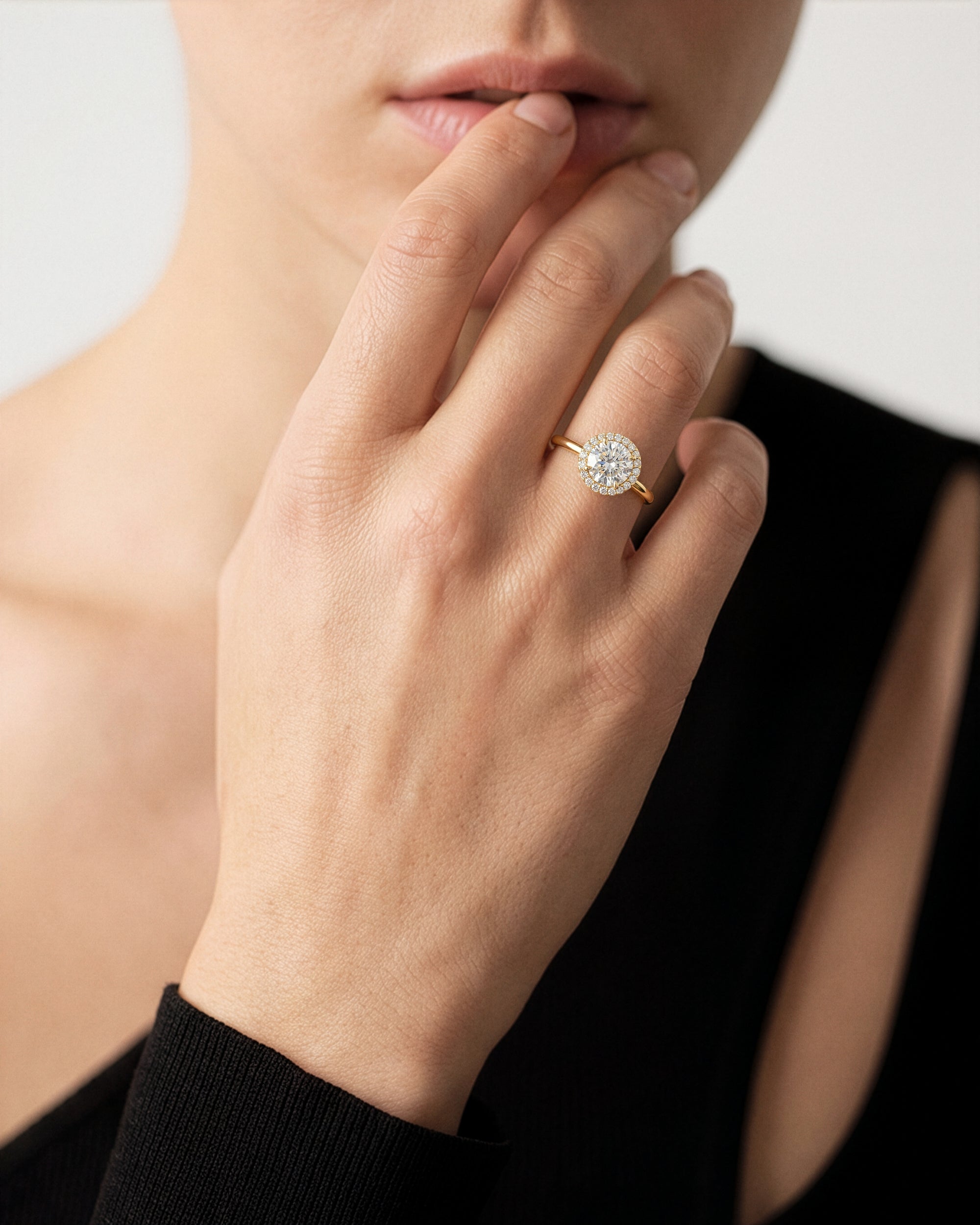 Round Halo Moissanite Engagement Ring (1.50 CT)