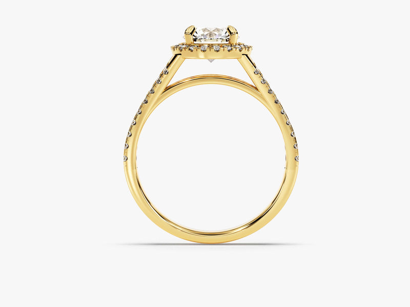 Split Double Band Halo Diamond Engagement Ring (1.00 CT)