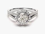 Split Double Band Halo Moissanite Engagement Ring (1.00 CT)