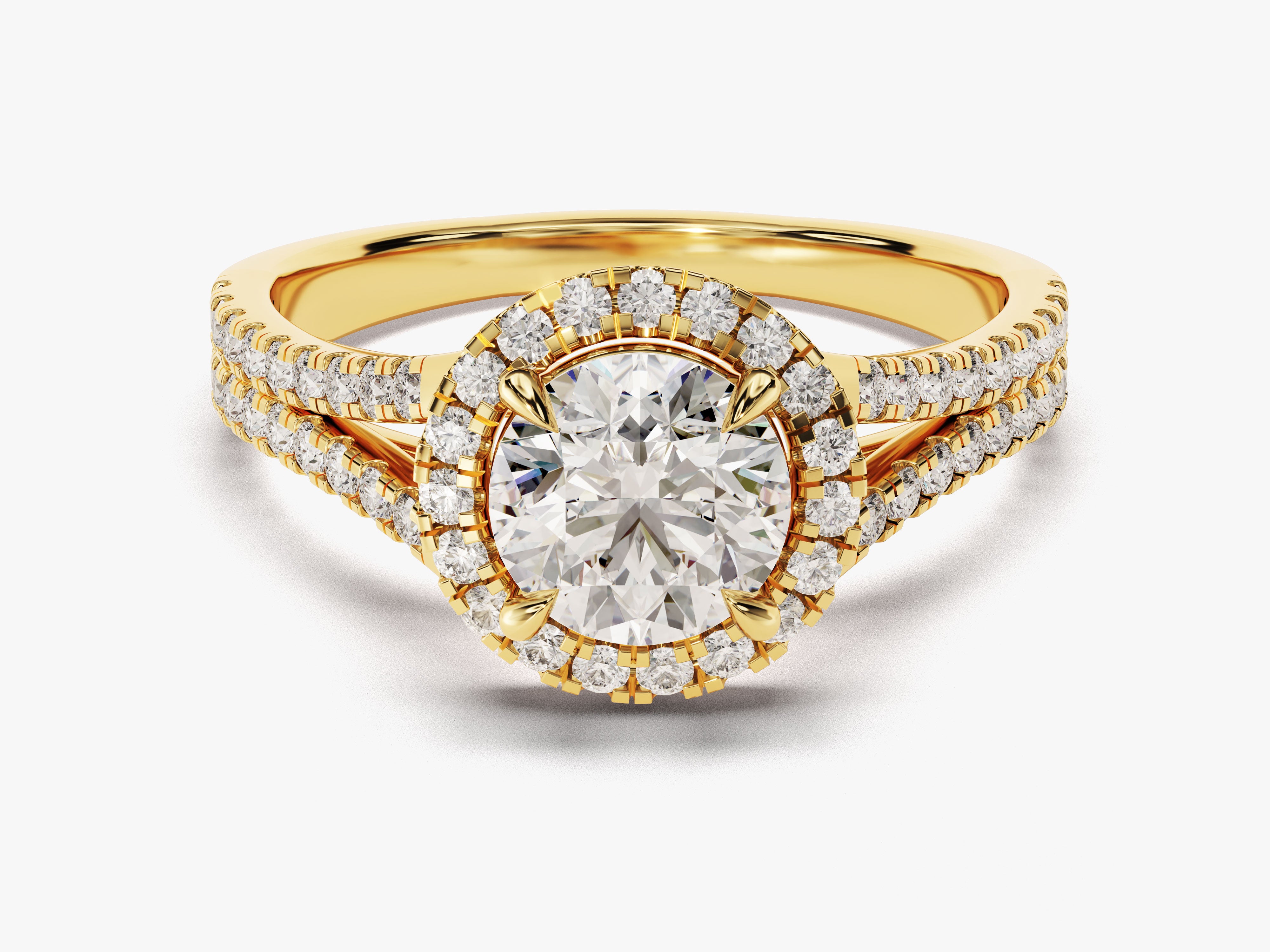 Gold diamond halo engagement ring from jewelry firm