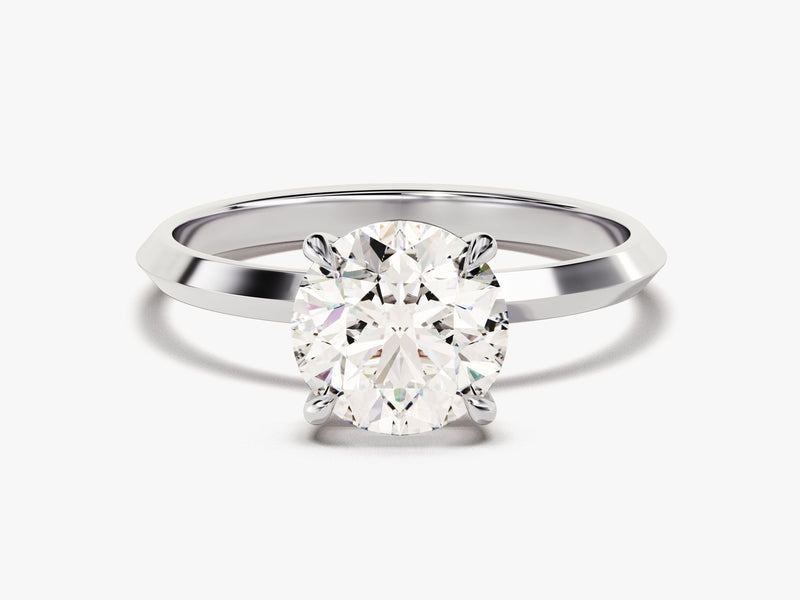 Knife Edge Round Lab Grown Diamond Engagement Ring (1.50 CT)