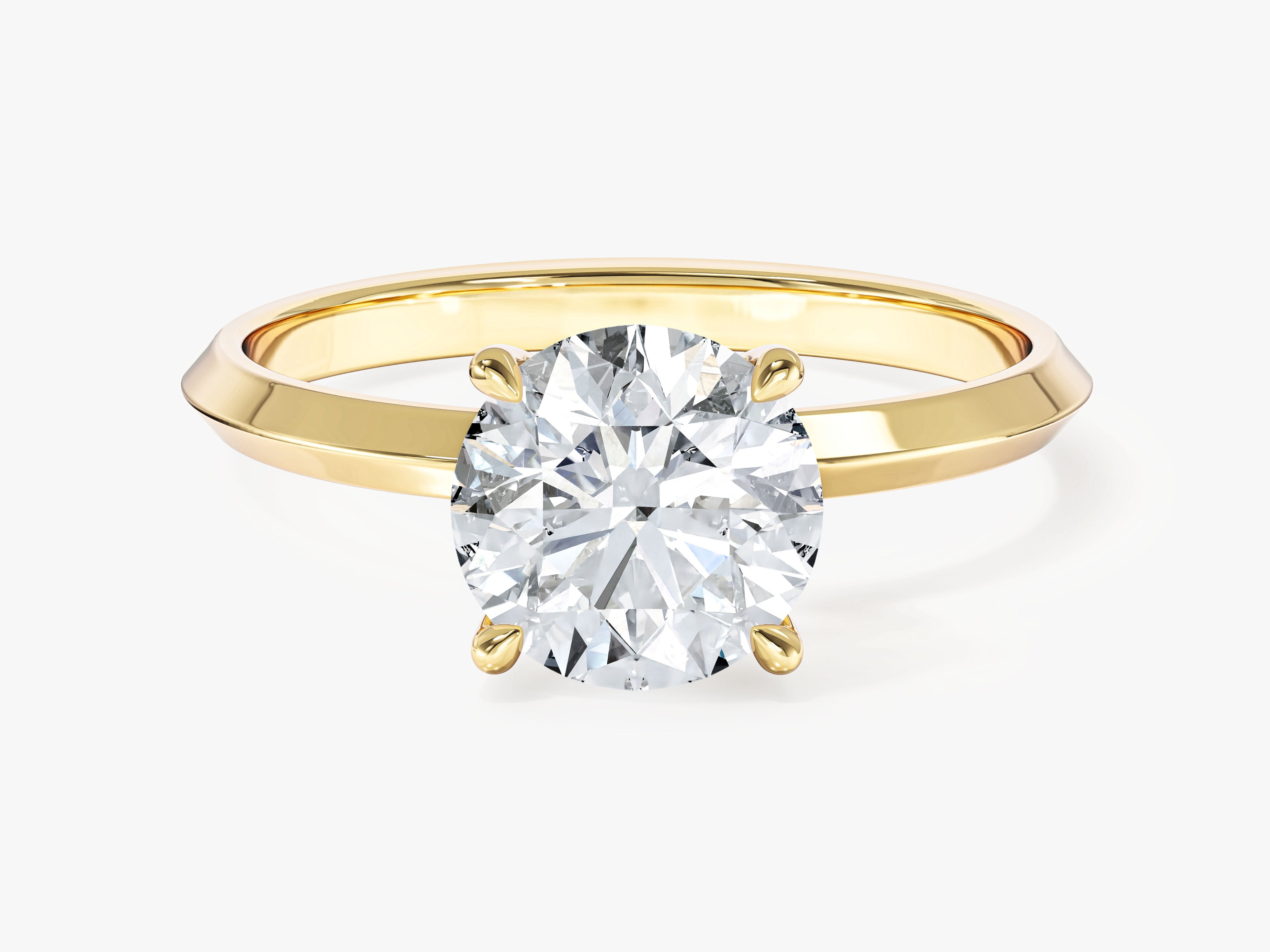 Knife Edge Round Lab Grown Diamond Engagement Ring (1.50 CT)