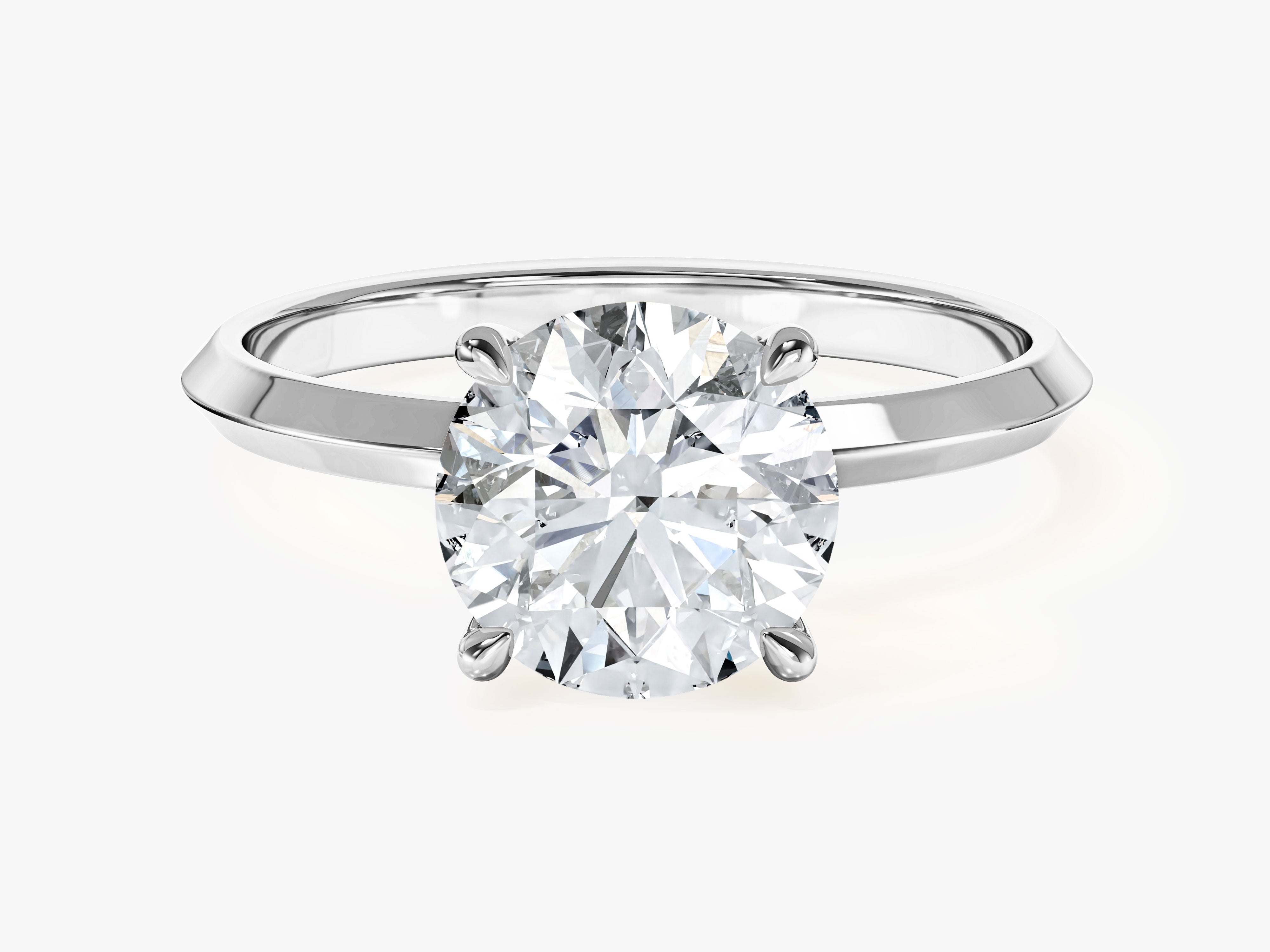 Knife Edge Round Moissanite Engagement Ring (2.00 CT)