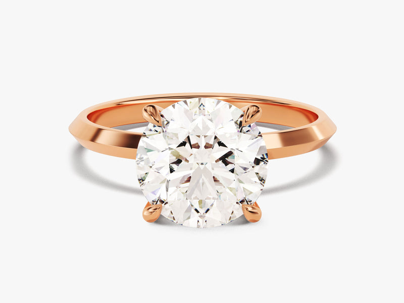 Knife Edge Round Moissanite Engagement Ring (3.00 CT)