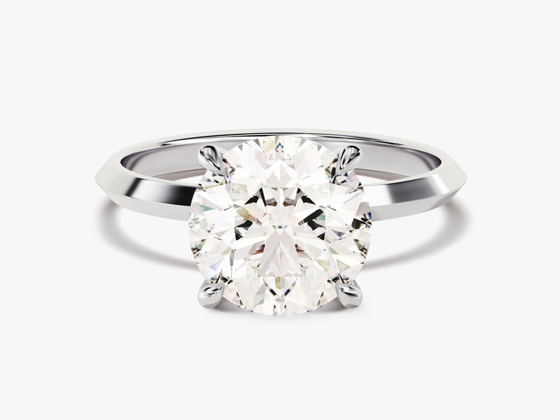 Knife Edge Round Moissanite Engagement Ring (3.00 CT)