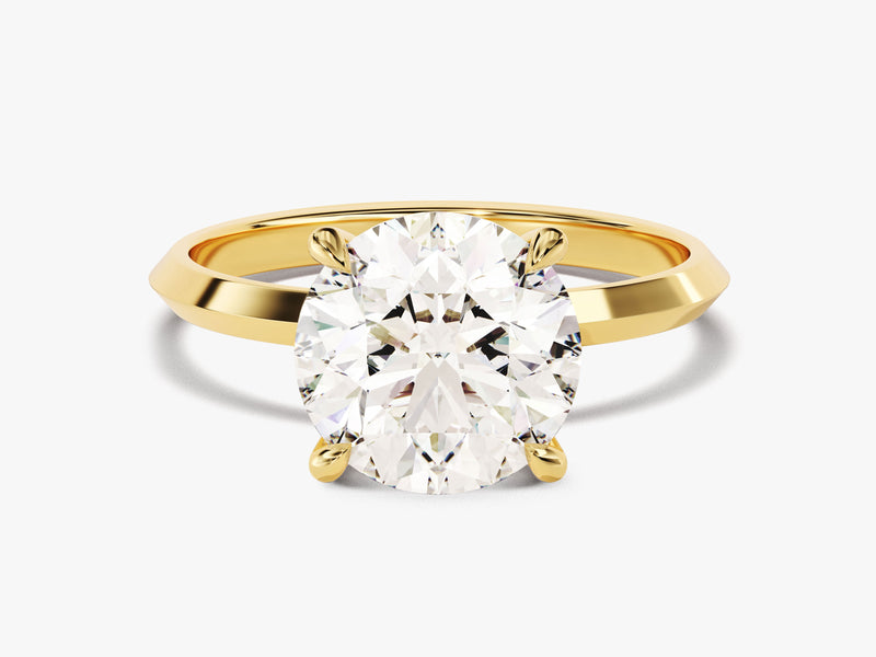 Knife Edge Round Moissanite Engagement Ring (3.00 CT)