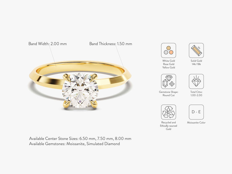 Knife Edge Round Diamond Engagement Ring (1.50 CT)