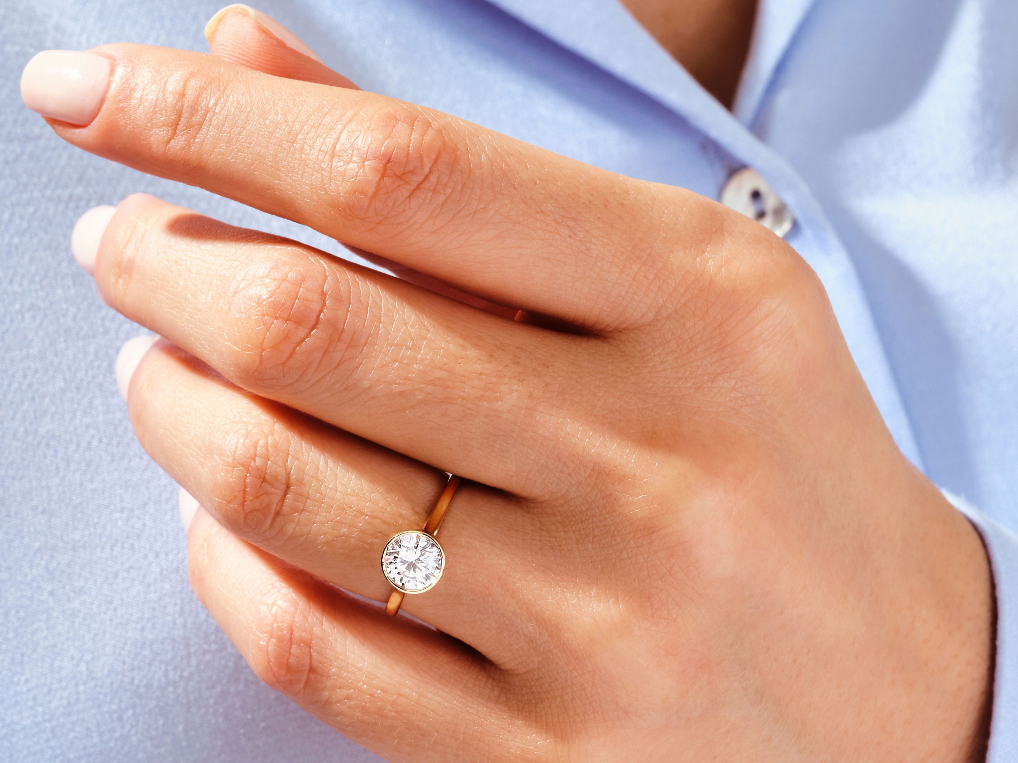 Round Bezel Solitaire Diamond Engagement Ring (1.00 CT)