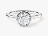 Round Bezel Solitaire Moissanite Engagement Ring (1.00 CT)