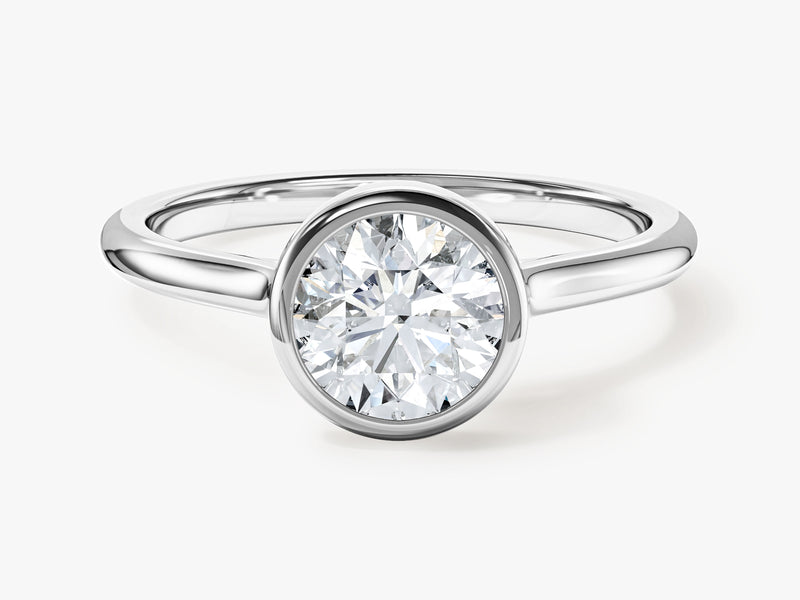 Round Bezel Solitaire Moissanite Engagement Ring (1.00 CT)