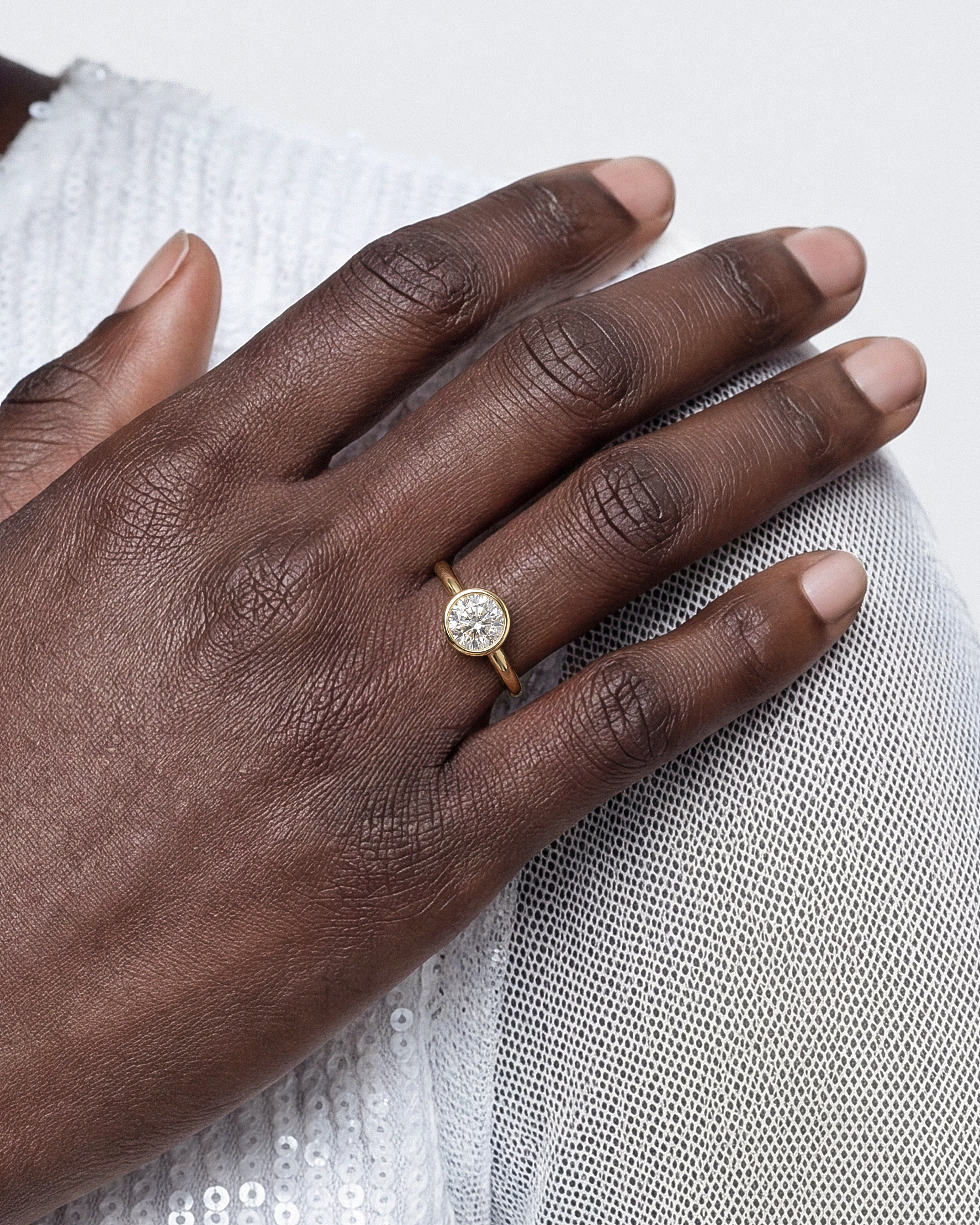 Round Bezel Solitaire Lab Grown Diamond Engagement Ring (1.00 CT)