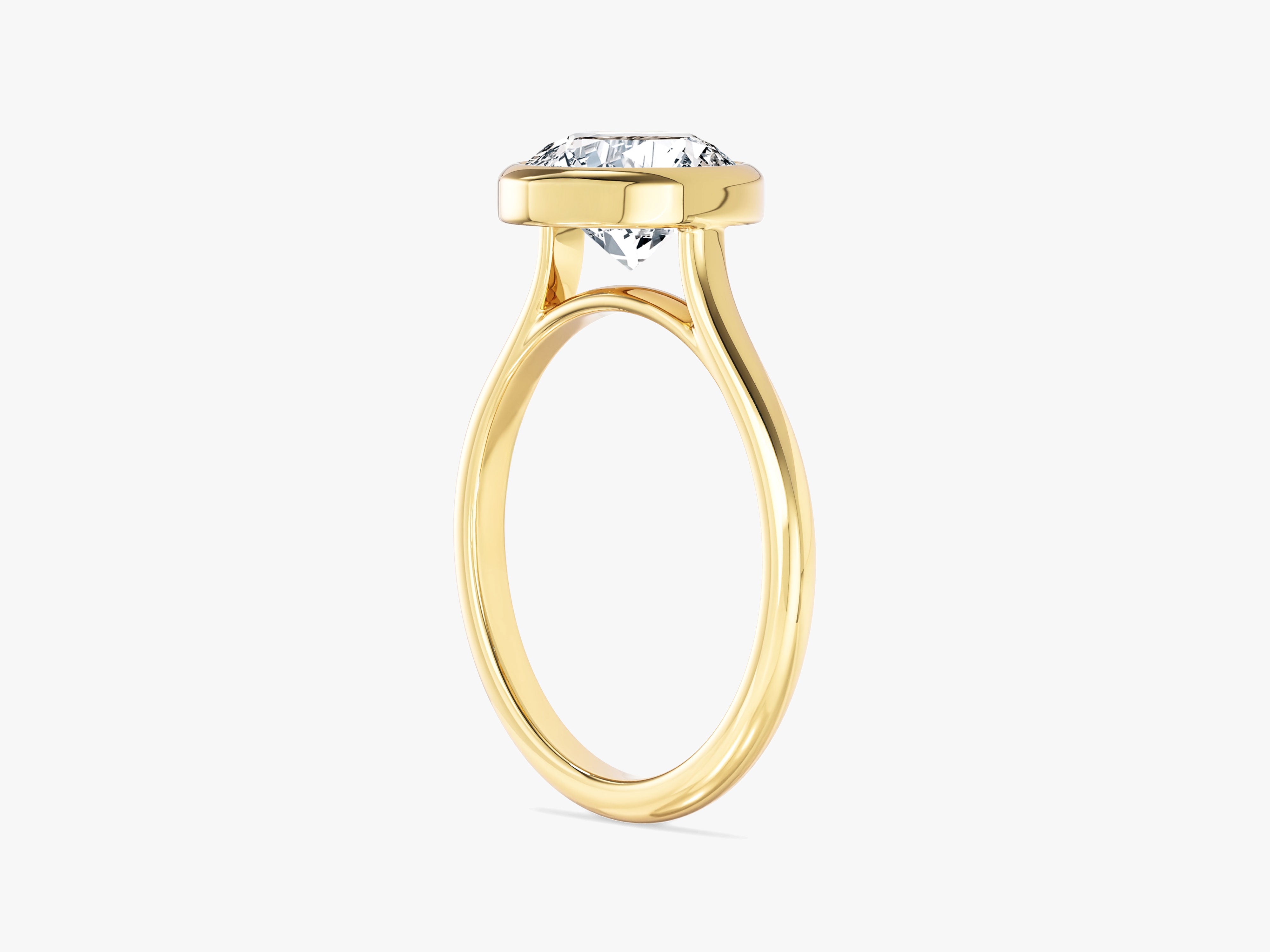 Round Bezel Solitaire Lab Grown Diamond Engagement Ring (2.00 CT)