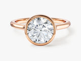 Round Bezel Solitaire Lab Grown Diamond Engagement Ring (2.00 CT)