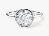 Round Bezel Solitaire Lab Grown Diamond Engagement Ring (2.00 CT)