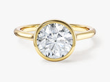 Round Bezel Solitaire Lab Grown Diamond Engagement Ring (2.00 CT)