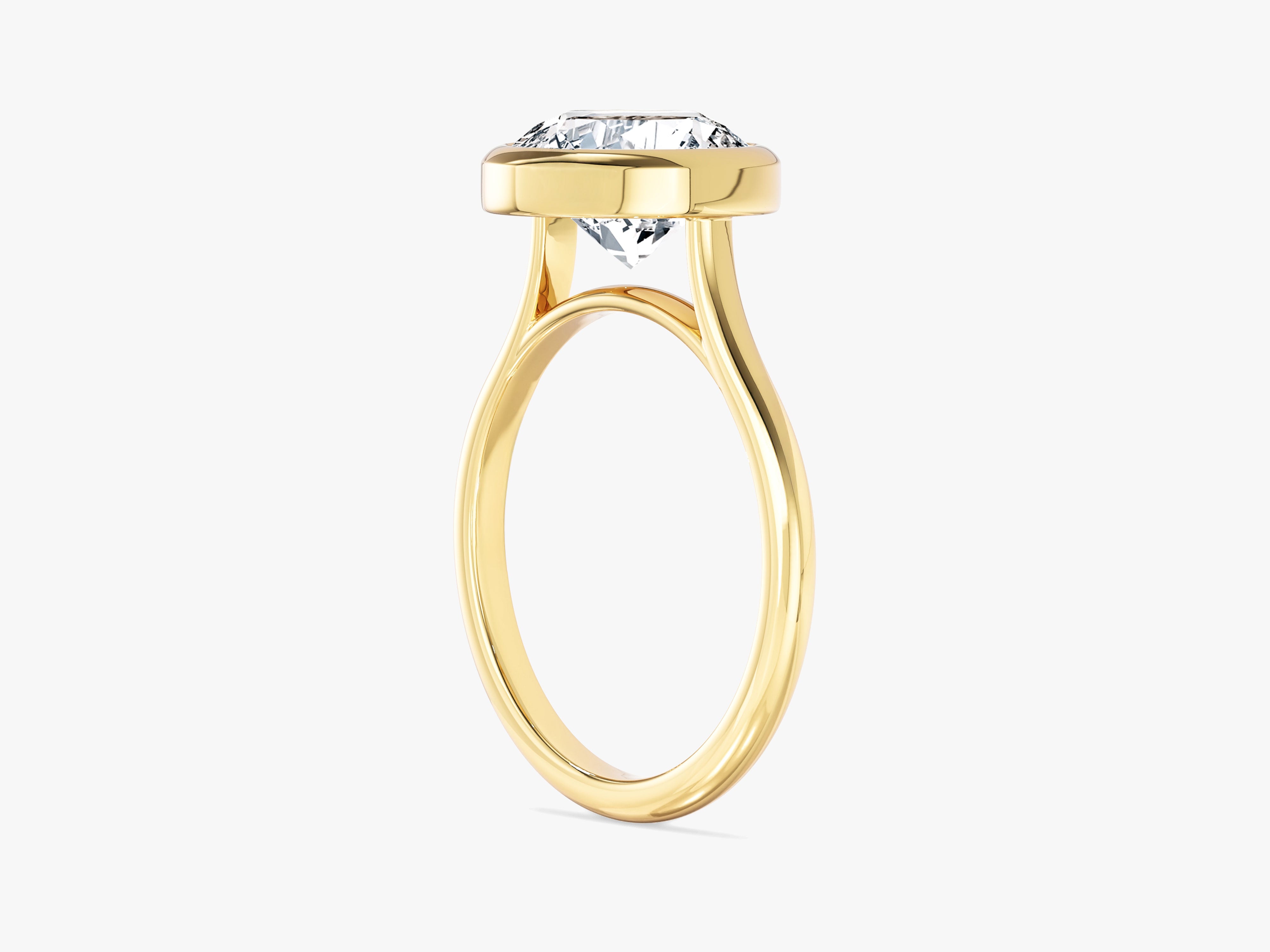 Round Bezel Solitaire Moissanite Engagement Ring (3.00 CT)