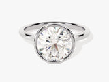 Round Bezel Solitaire Moissanite Engagement Ring (3.00 CT)
