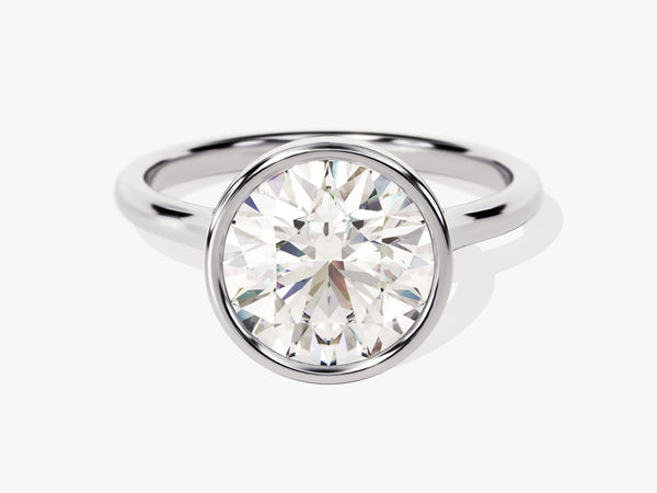 Round Bezel Solitaire Lab Grown Diamond Engagement Ring (3.00 CT)