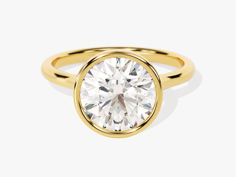 Round Bezel Solitaire Moissanite Engagement Ring (3.00 CT)