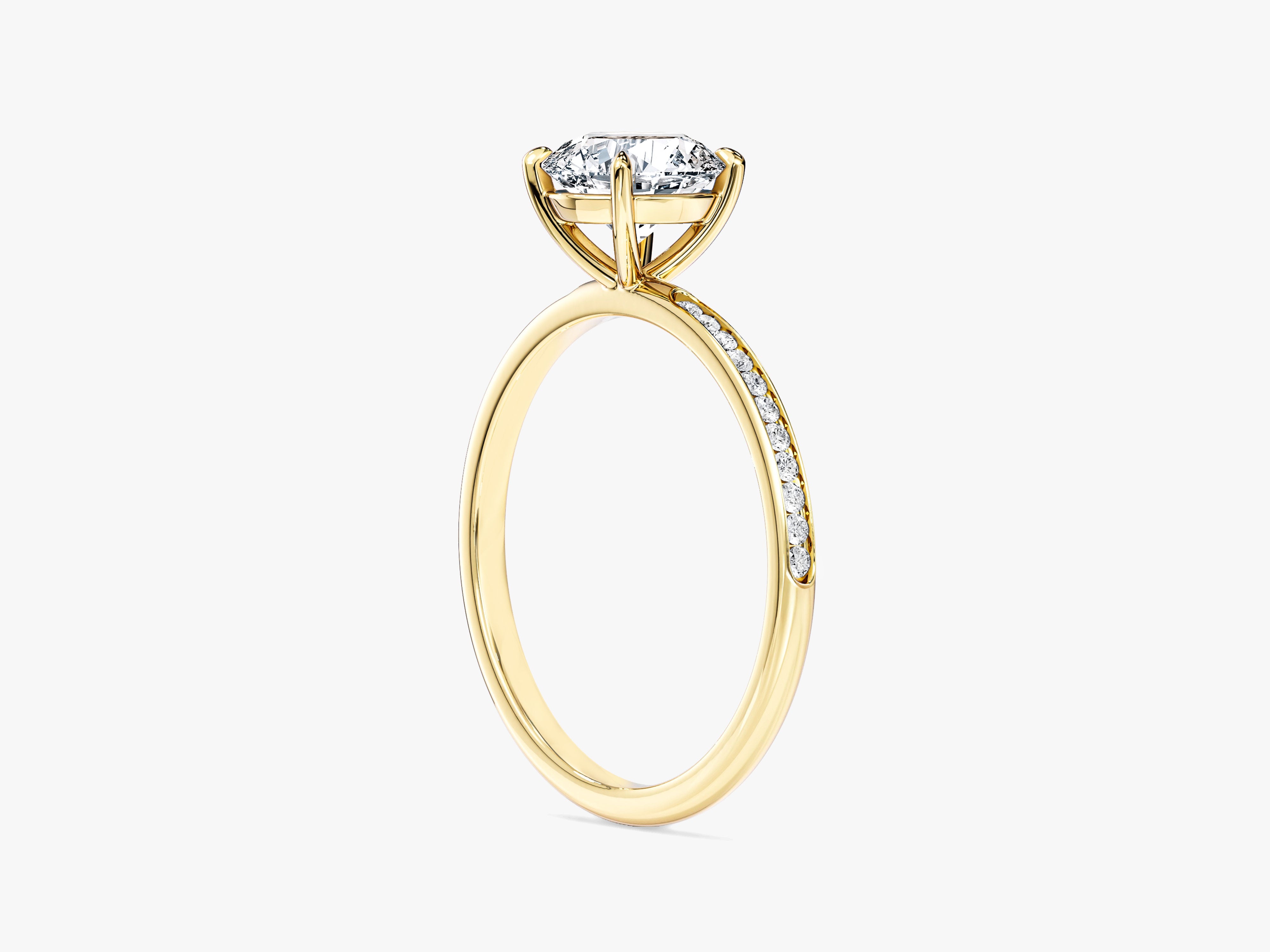 Round Cut Lab Grown Diamond Engagement Ring with Channel Set Sidestones (1.00 CT)